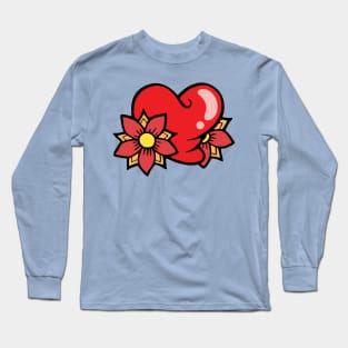 Romantic Heart With Flowers Long Sleeve T-Shirt